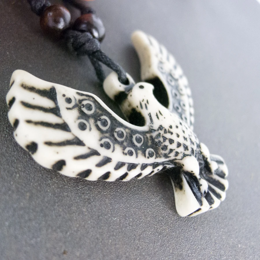 Phoenix Man's Pendant limitation Yak Bone Material Art Necklace Vintage Men's adjustable Rope Necklaces #GZ211 | Украшения и