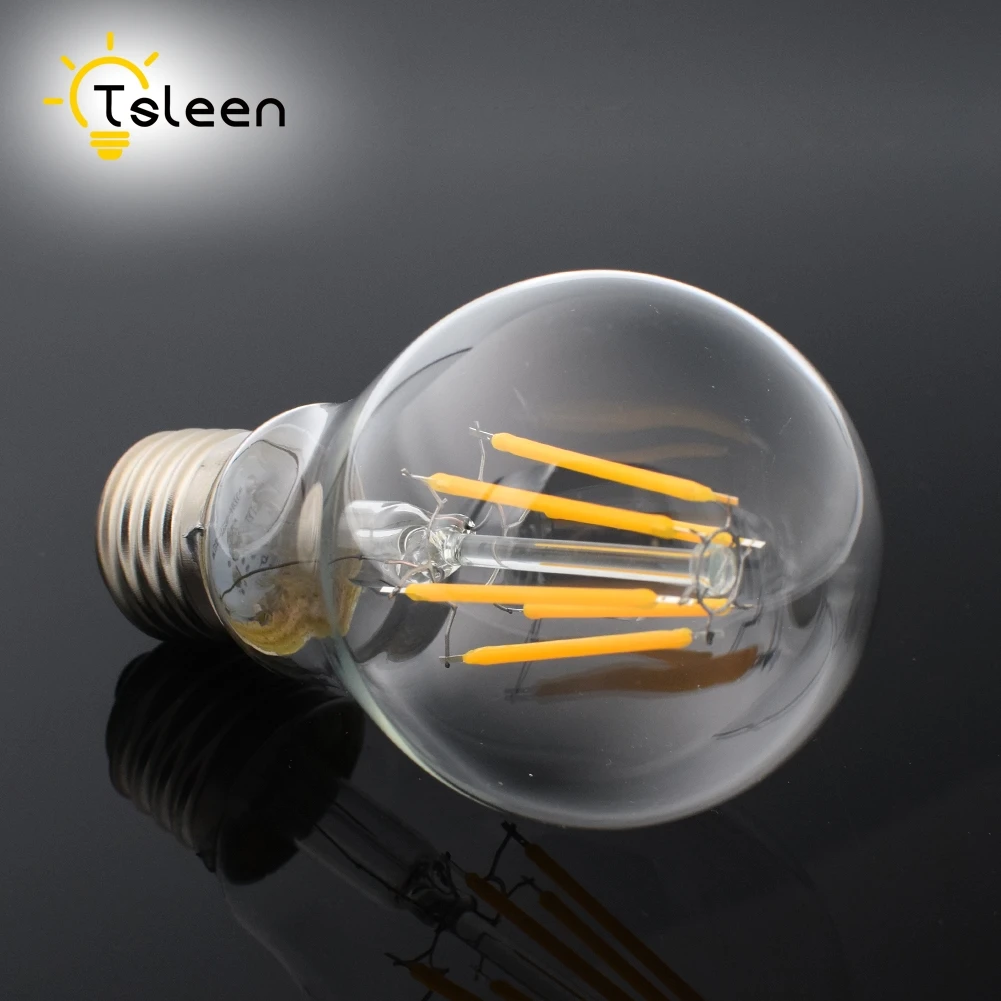 TSLEEN Винтаж COB E27 светодиодный светильник Edison лампада светодиодный лампы 110V 220V G45 A60 ST64 нити светильник 4 Вт 8 Вт 12 Вт 16 Вт Ретро светильник ампулы