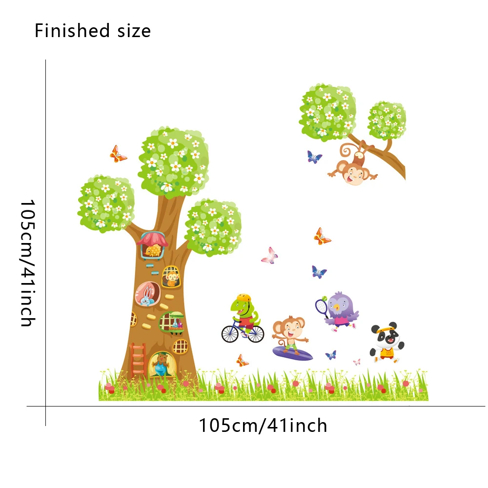 Large Size Cartoon Animal Tree Eco-friendly Wall Stickers Kid's room Kindergarten Bedroom Removable Decals Art Mural dc8 | Дом и сад
