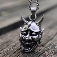 gothic punk mens anger hannya ghost mask pendant necklace for men chocker 316l stainless steel fashion jewelry