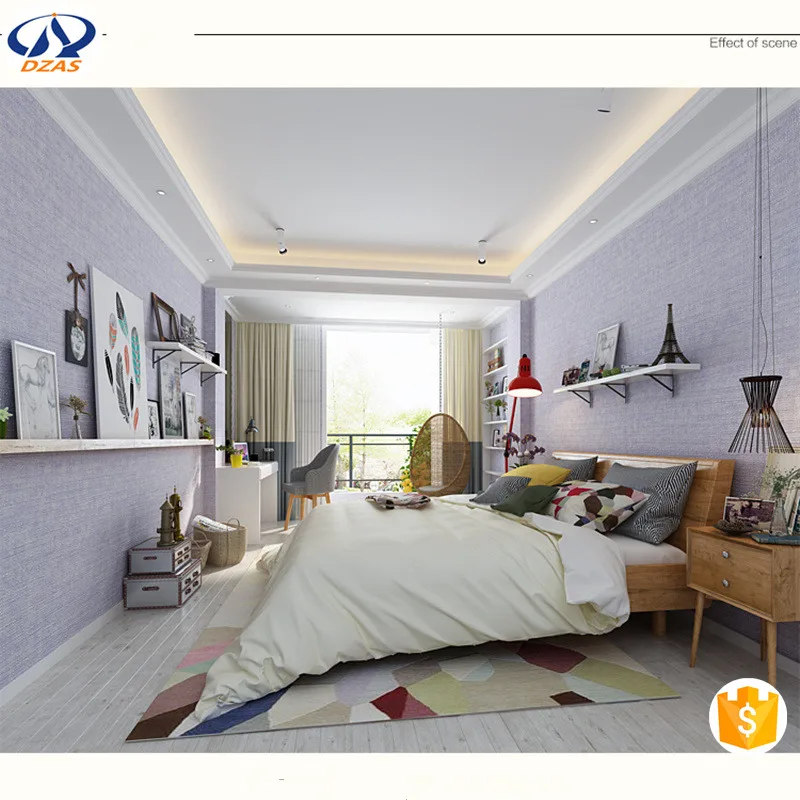 

DZAS 2018 new modern minimalist plain linen nonwoven wallpaper