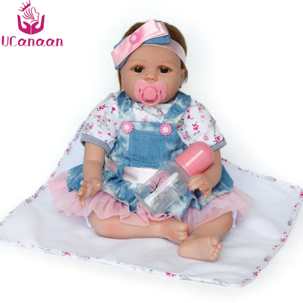 UCanaan дюймов/22 дюймов силиконовая кукла реборн 55 см виниловые Brinquedos куклы для