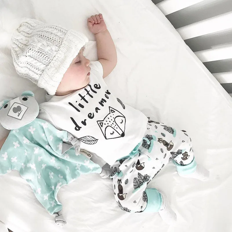 

Emmababy Fashion Newborn Baby girl Clothes set little Boys Outfits dreamer T-shirt Tops + Pants Baby Clothing Set 0-24M