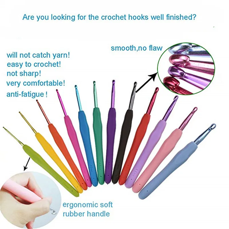 New Crochet Hooks Set Colorful Soft Handle 2.0-8.0mm Needles Yarn Weave For Knitting DIY Sewing Mom Gift | Дом и сад
