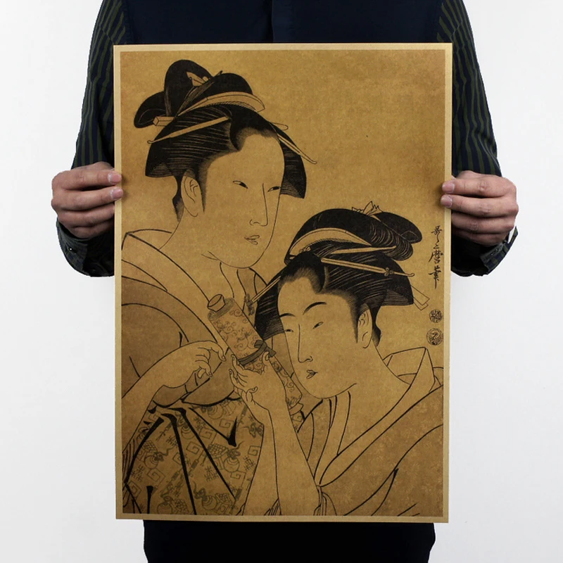 Япония Ukiyoe D Стиль/Винтаж крафт Бумага наклейки на стену Бар Ретро плакат