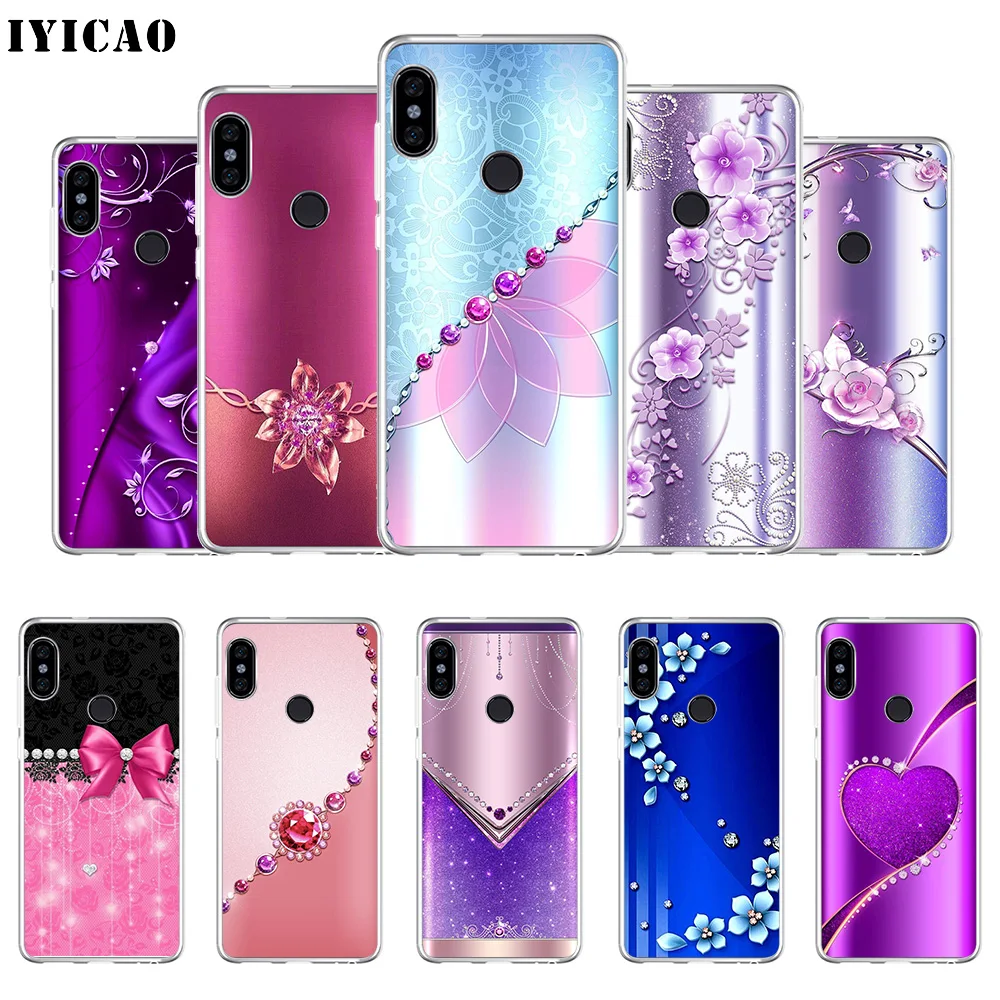 IYICAO Мягкий силиконовый чехол со стразами и цветочным принтом для телефона Xiaomi Redmi