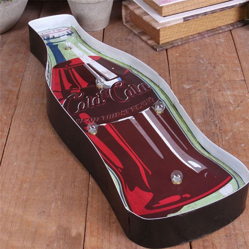Светодиодный неоновый светильник Cold Cola, винтажная металлическая рекламная вывеска, домашний бар, паб, уличный декор, светящийся рекламный щит, железный Настенный декор A871