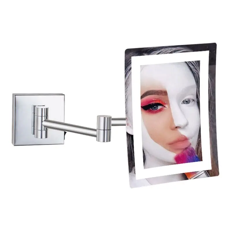 

GURUN Frameless Rectangle Glamour LED Lighted 3X Magnifying Makeup Mirrors Wall Mounted Bathroom Shaving Mirror Chrome Polished