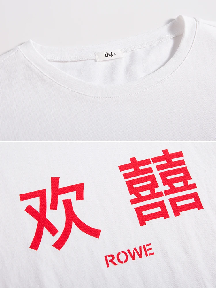 

Oukytha New Summer T-Shirts Print Chinese Character Short Sleeves Women Tees 100% Cotton Top 2019 Female Clothing GGZ19062