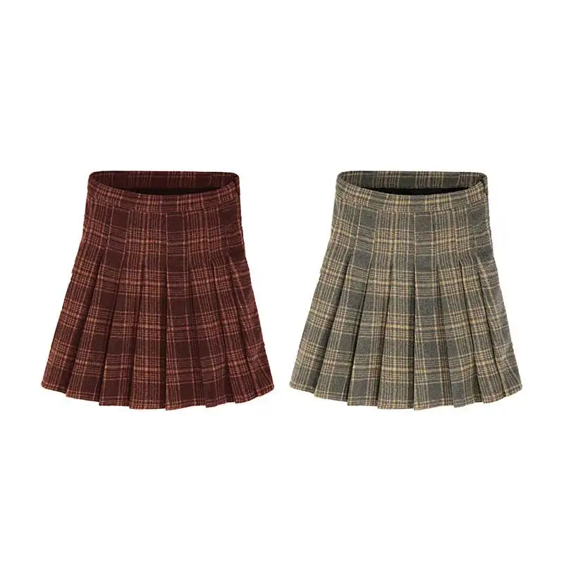 Women Schoolgirl Plaid Pleated Skirts Harajuku High Waist Ball Kawaii Mini Female Winter Autumn Faldas Short Saia | Женская одежда