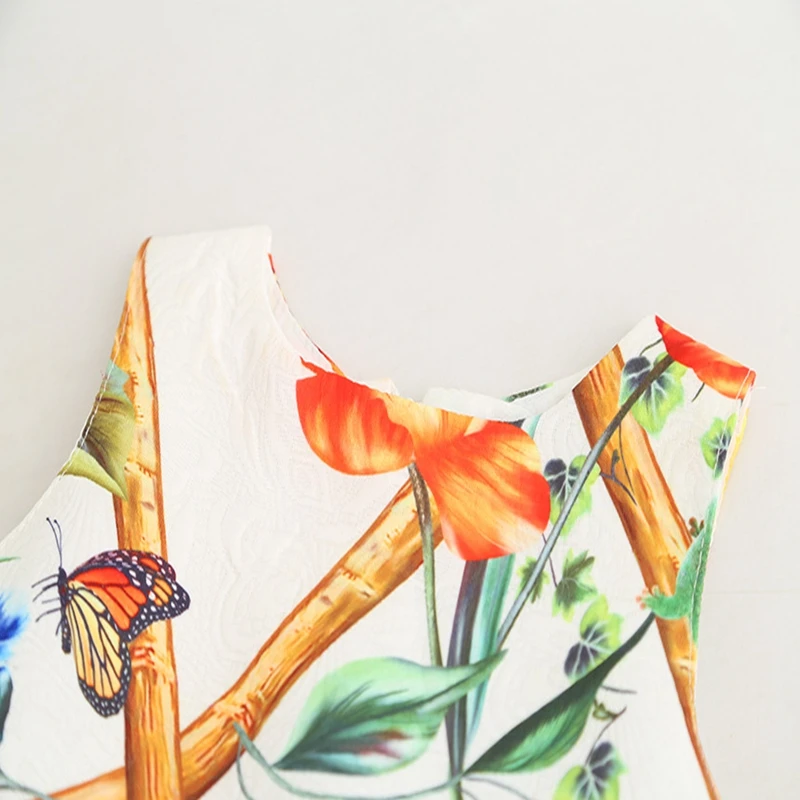 Sundae Angel Floral Girls Dresses Summer Princess Dress Sleeveless Print Flower Butterfly Pattern for Kids Clothing 3-8 Year | Детская