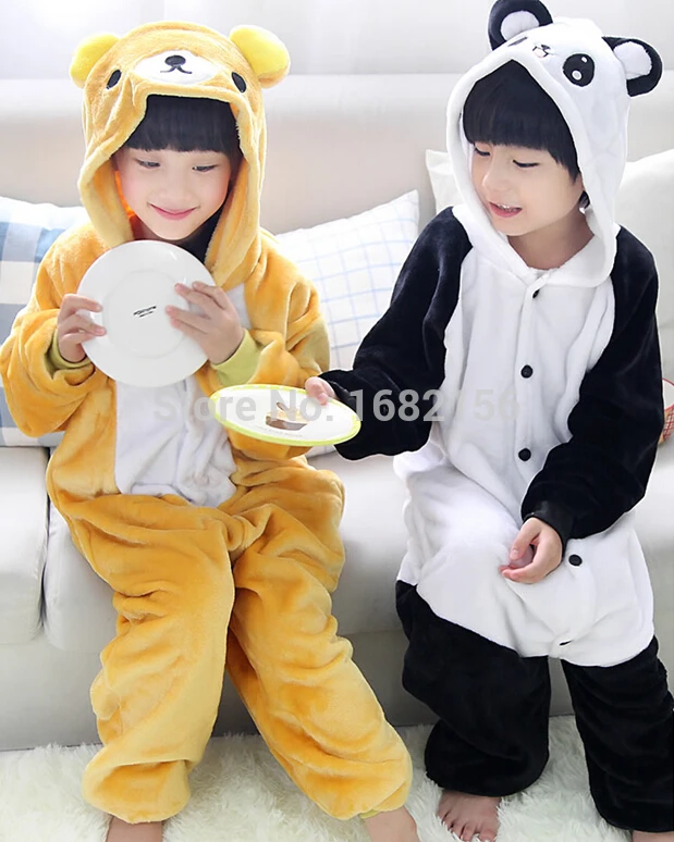 Зимний фланелевый Детский карнавальный костюм пижама с пандой Rilakkuma Пижама