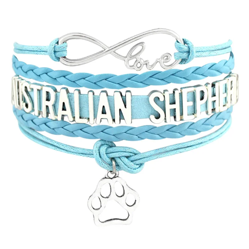 Бесконечная любовь мужской браслет с надписью &quotАвстралийская овчарка"