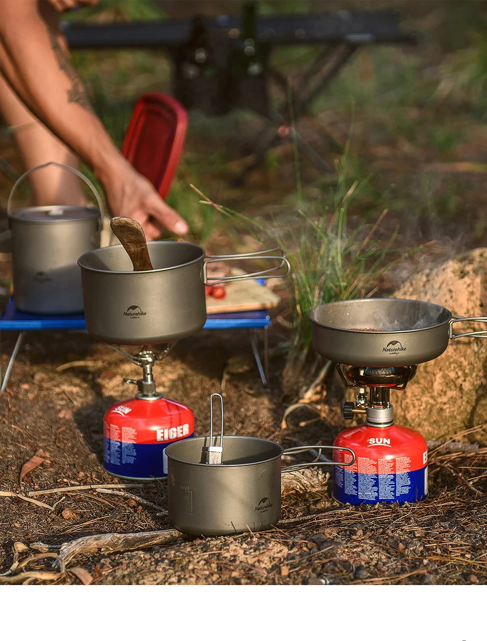 Naturehike легкая высокопрочная Титановая посуда для походов на открытом воздухе портативный сковорода самоочищающаяся функция