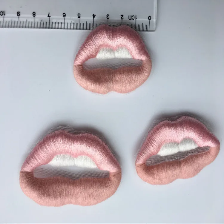 SASKIA 5PcsPink вышивка губ патчи чистая сетка ткань шитье на джинсы одежда аппликация на одежду патч, аксессуары пэчворк Diy