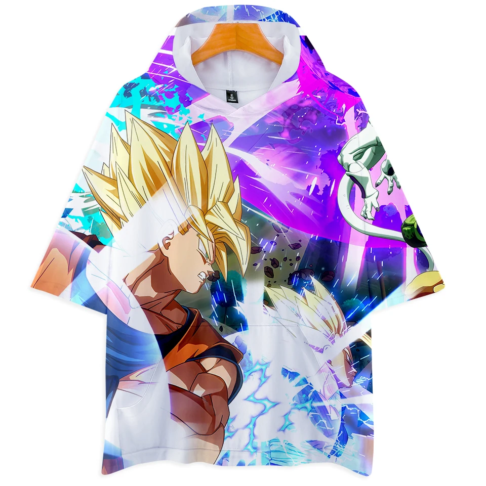 Dragon Ball 3D футболка с капюшоном Harajuku короткий рукав японская Футболка мужская футболка homme летняя футболка аниме хип хоп 3D одежда