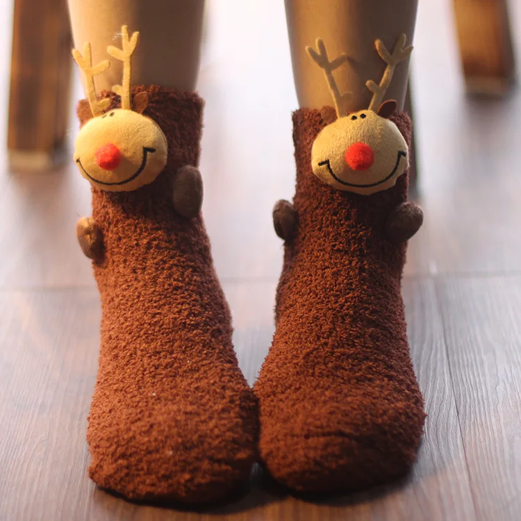 Высококачественные зимние рождественские носки для взрослых утепленные женские