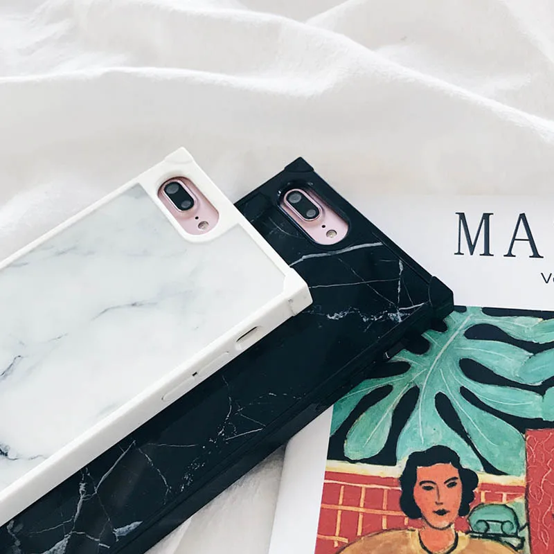JiBan NEW Glossy Hybrid Marble Stone Pattern Phone Case for iphone 8 6s 6Plus Soft silicon back cover iphone7 7Plus Lady |