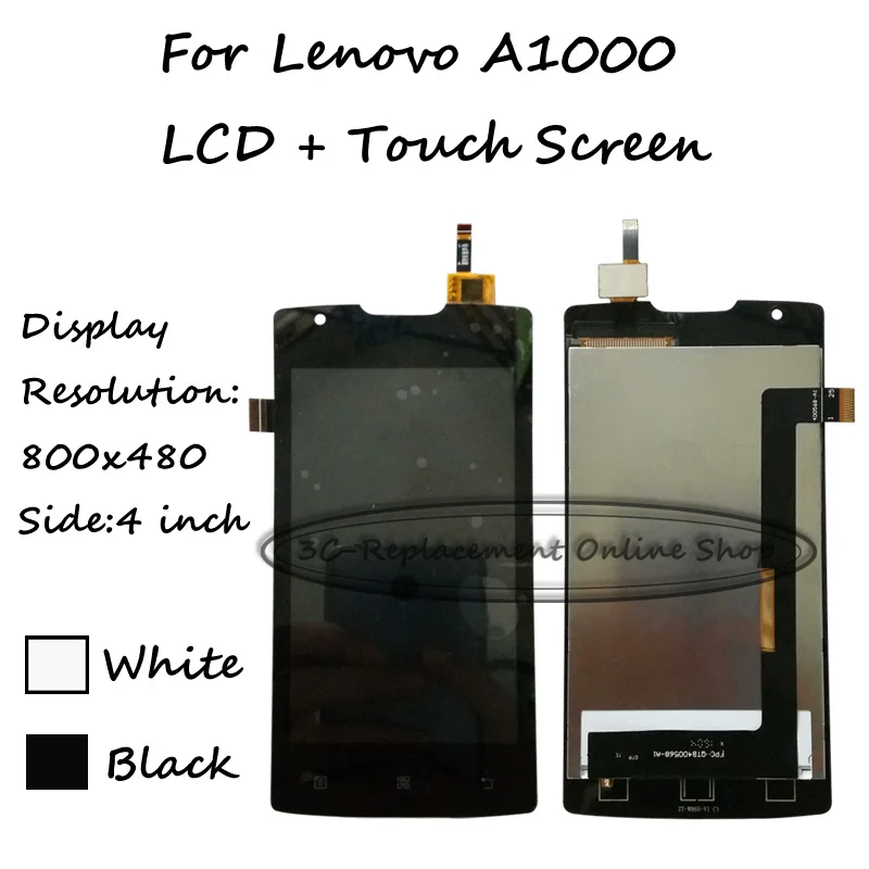 Черный/белый 4 дюймов для Lenovo A1000 ЖК дисплей + сенсорный экран дигитайзер сборки