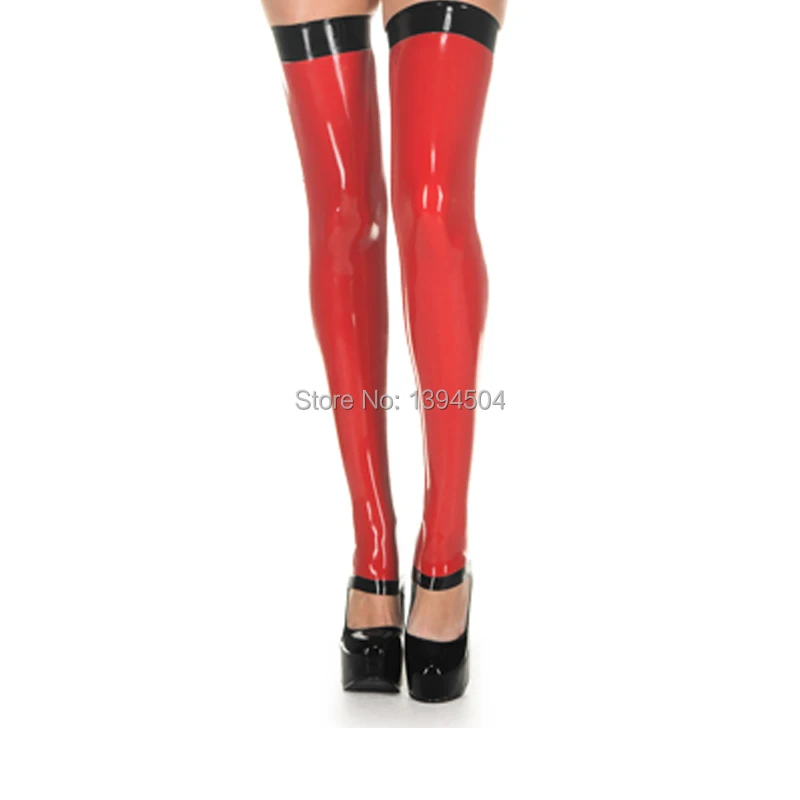 Экзотические готические женские латексные красные с черной отделкой пятки