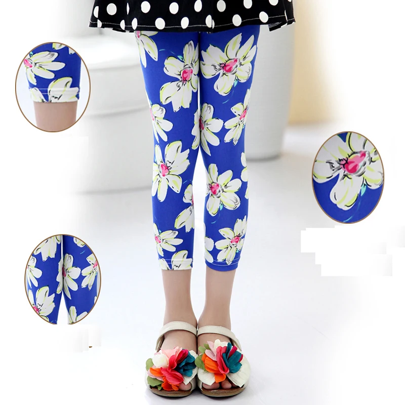 2016 модные узкие карандашные штаны для девочек с цветочным принтом Детские
