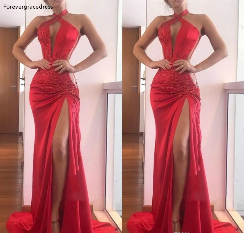 Сексуальные Длинные вечерние платья 2019 дешевые с разрезом на бедрах Женская
