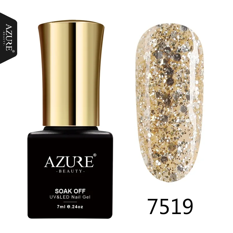 7519 Лазурная красота розовый блеск Led Гель-лак отмачиваемый Блестящий глиттер Гибридный гвоздь лак Полупостоянный Led эмаль для ногтей - Цвет: 7519