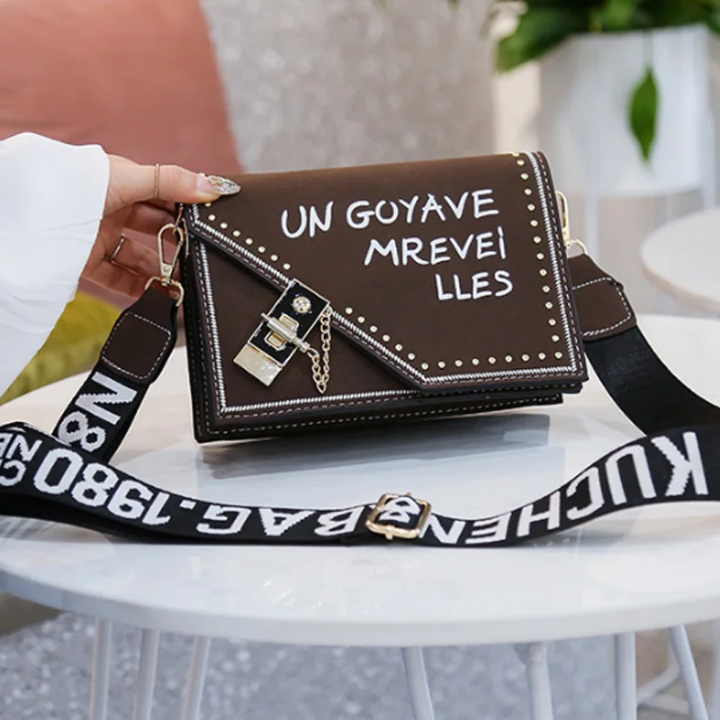 Сумка мессенджер на плечо с надписью винтажная маленькая сумка в стиле Харадзюку