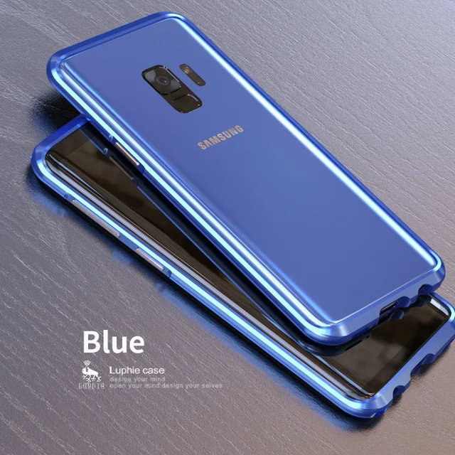 Для samsung S8 S9 Plus бампер чехол LUPHIE противоударный корпус чехол для телефона бампер чехол для samsung Galaxy S9 S8plus металлический чехол - Цвет: Синий