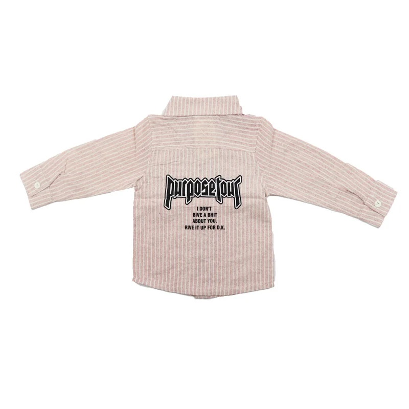 Весенне-осенняя хлопковая рубашка в полоску однотонная универсальная с длинными