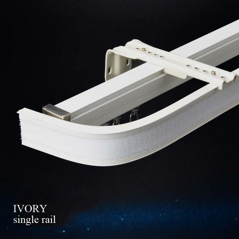 Ivory Single Side Алюминиевый сплав Бесшумная прочная Тройная каркасная каретка для занавесок потолочная боковая установка аксессуары для занавесок под заказ - Цвет: Ivory Single Side