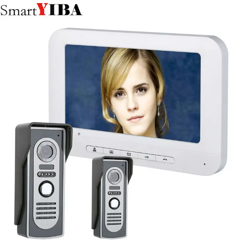 SmartYIBA 7 дюймов TFT 2 монитора видео-телефон двери дверной звонок Домофон комплект 1-Камера 2-монитор Ночное видение с HD 700TVL Камера