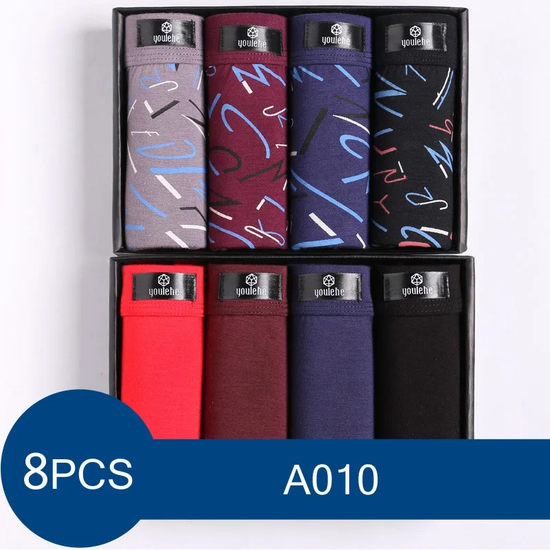 A010 box Youlehe, 8 шт., модное нижнее белье, боксеры для мужчин, s, боксеры, шорты, мягкие мужские трусы, дышащие сексуальные мужские трусы, Cuecas, Прямая поставка - Цвет: A010 box