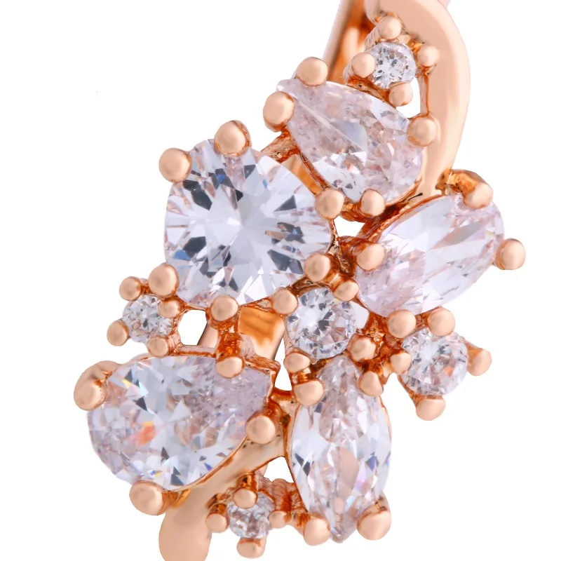 Женские серьги гвоздики из розового золота 585 пробы с фианитами|fashion stud earrings|stud