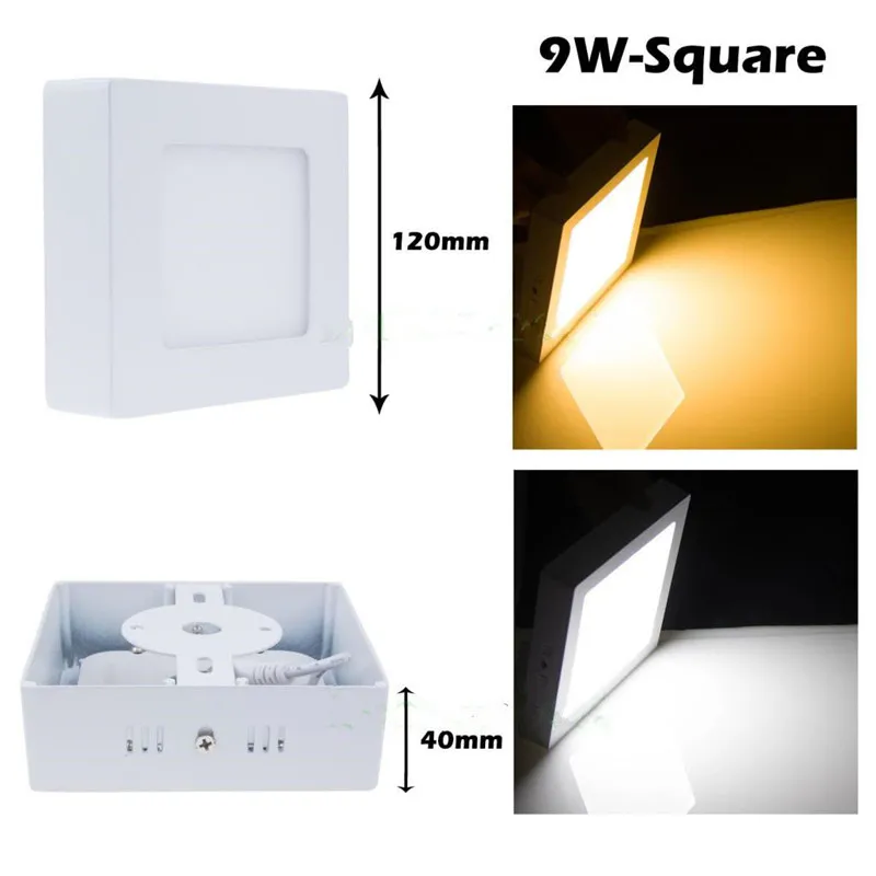 Emissor de Luz do Painel de Superfície Quadrado de Alumínio Luz de Teto Diodo Cozinha Branco Quente – Natural Cool Navio Livre Ac85-265v 2835smd 9 w