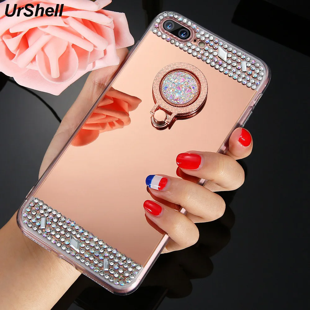 Алмазные зеркальные Чехлы для iPhone 12 Mini 11 Pro Max 6S 6 7 8 Plus X XR XS MAX SE 2020 чехол кольцо