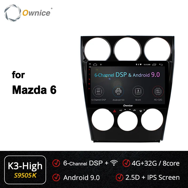 S9505 K3-High Ownice K1 K2 K3 K5 K6 8 ядерный Android 8,1 2DIN автомобильный DVD gps для Mazda 6 2006- авто радио плеер 360 панорама DSP 4G LTE - Цвет: S9505 K3-High