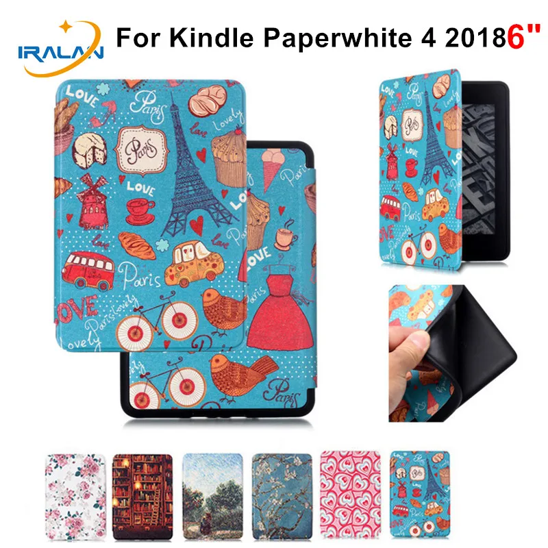 Умный чехол для Amazon New Kindle Paperwhite 4 2018 PU кожаный с принтом 10 го поколения 6 0 &quot+