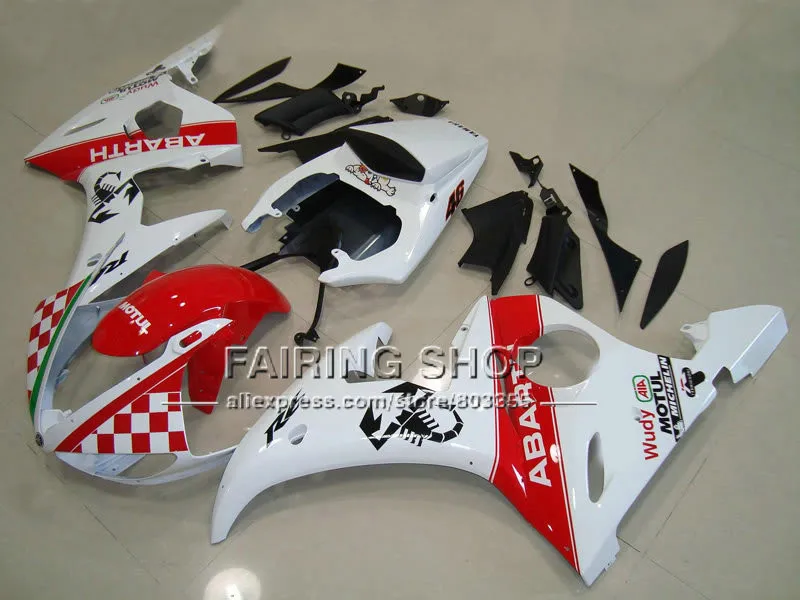 Красный Пламя в черном мотоцикле Обтекатель Набор для YAMAHA YZFR6 2003 2004 2005 обтекатели