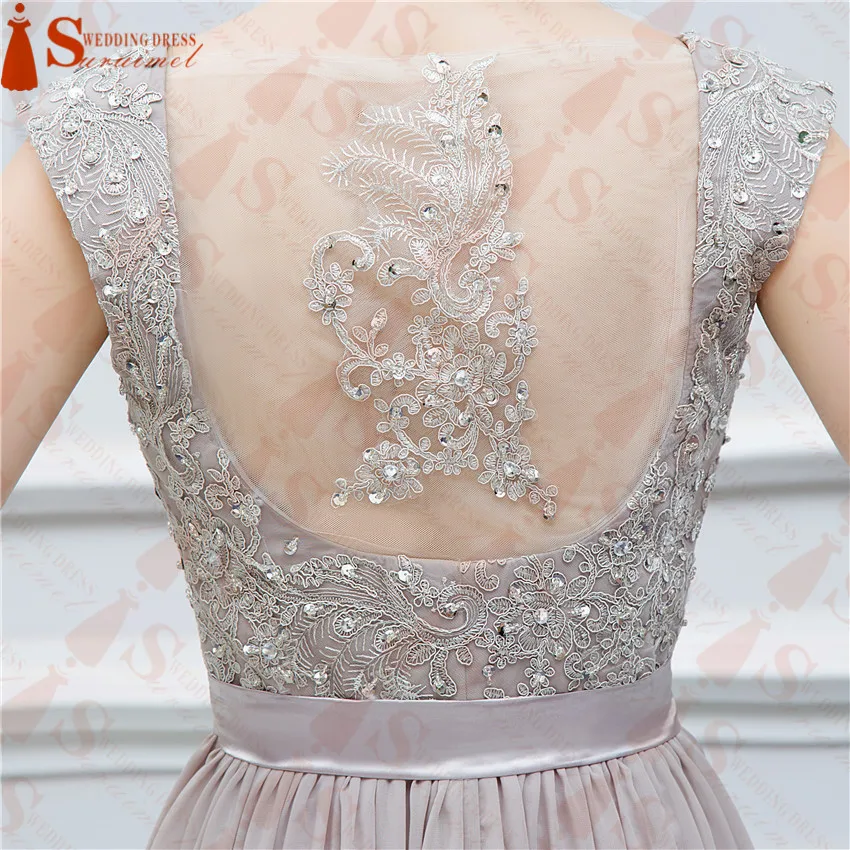 Real Cheap Long Bridesmaid Dresses Elegant Cap Sleeve Beadings Sheer Back Formal Wedding Party Gowns Maid Of Honor Dress |