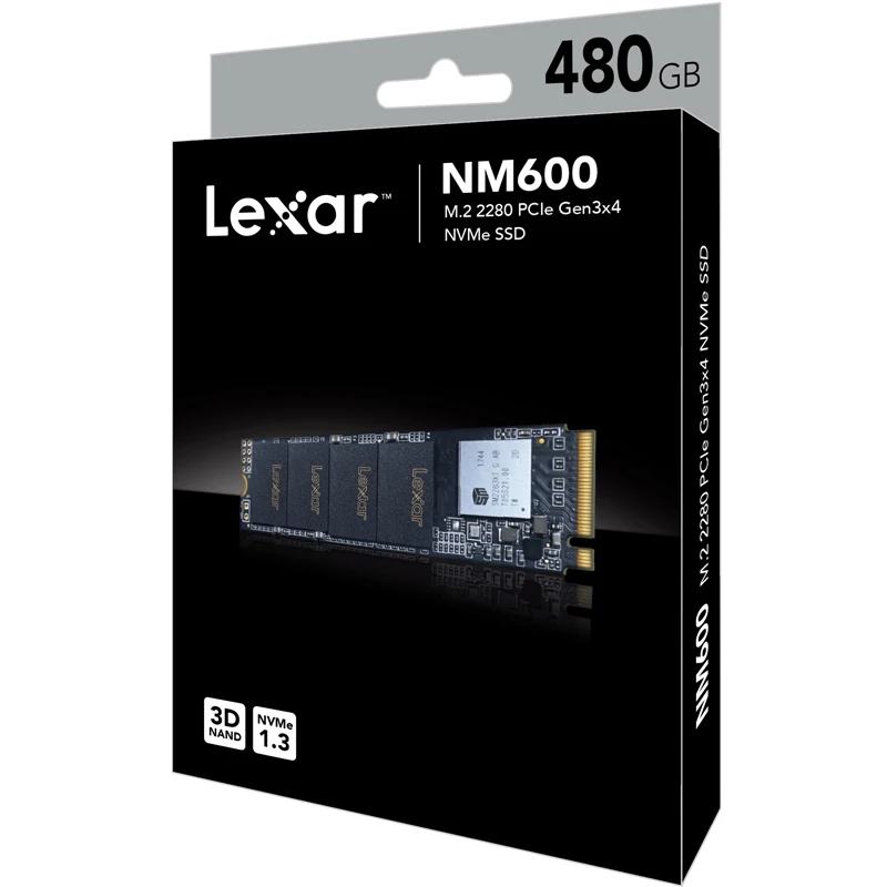 Lexar NM600 3D NAND SSD 480 ГБ M.2 2280 NVMe PCIe Gen3x4 Внутренний твердотельный жесткий диск HDD для