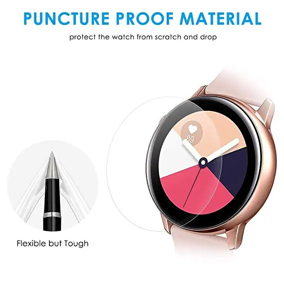 2pcs Ultra-thin Protective Film for Samsung Watch Active 2 40mm 44mm Soft 3D Round Edge Screen Protector Cover Band