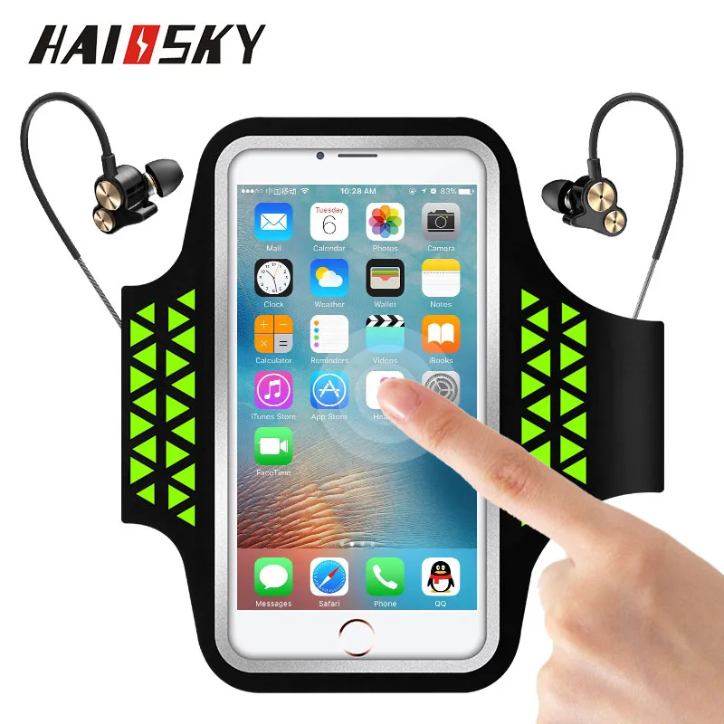 HAISSKY Спортивная нарукавная Повязка-чехол для бега смартфона iPhone XS XR 6S 7 8 Plus Samsung S8 S9