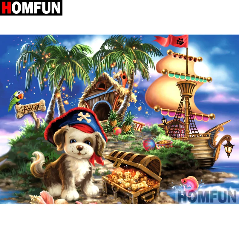 Алмазная живопись HOMFUN мультяшная собака картина из квадратных/круглых страз
