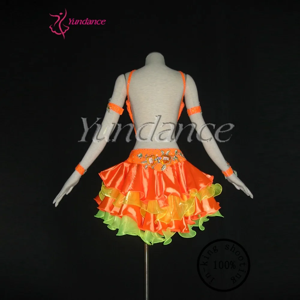 

2016 Hot Sale New Girls Stage Orange Latin Dance Dress L-1135