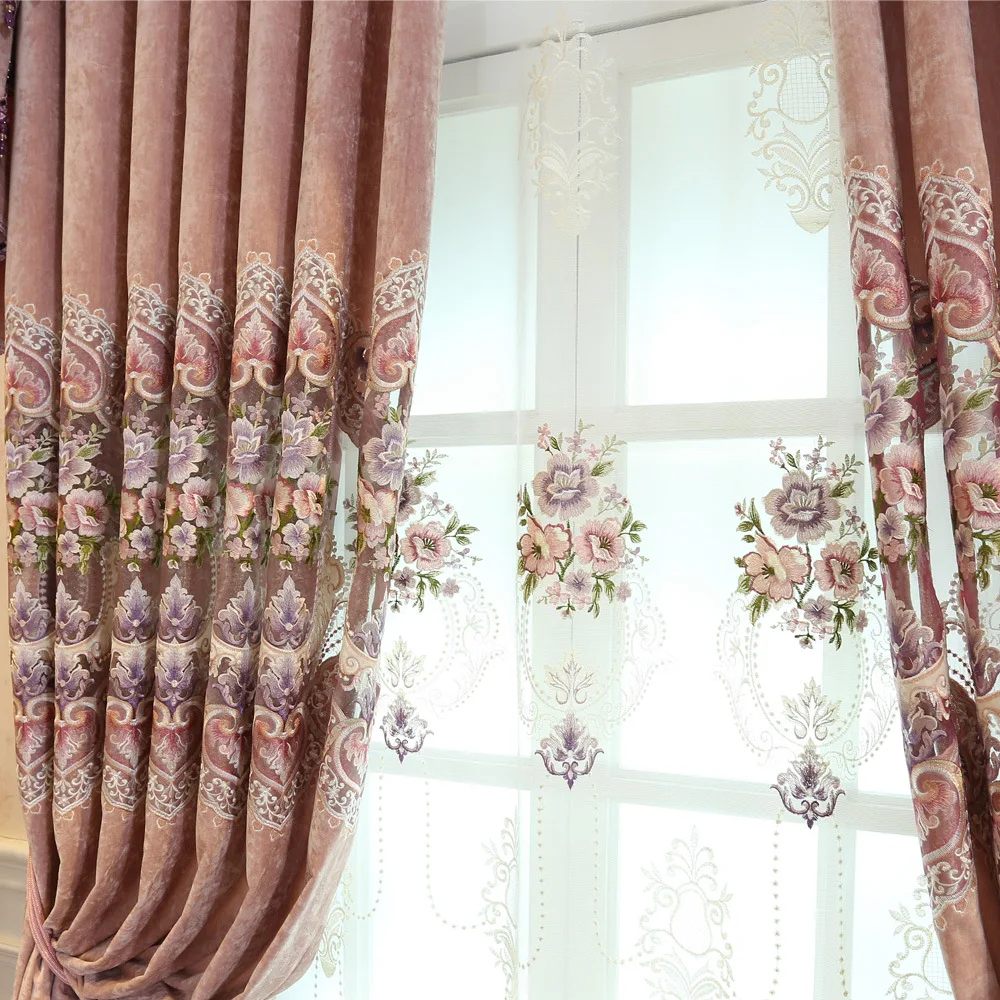 Шторы из синели Европейский Тюль с вышивкой для гостиной спальни роскошные