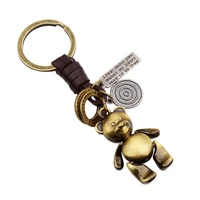 pig keychain cute totoro teddy bear creative trinket charm metal leather keyring