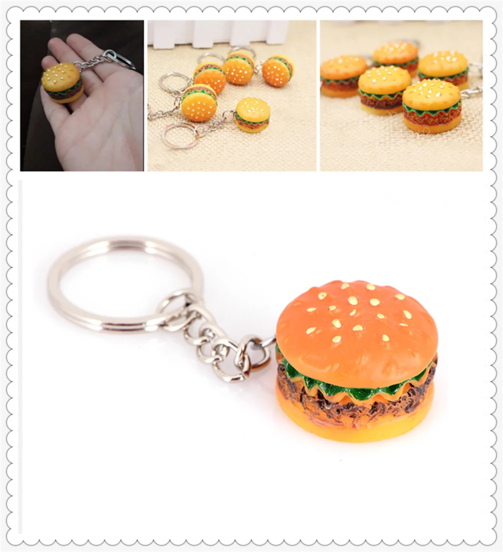 Car Keychain Burger Accessories Promotional Gift Pendant Mini Personality Resin Simulation Food Bag for | Автомобили и мотоциклы