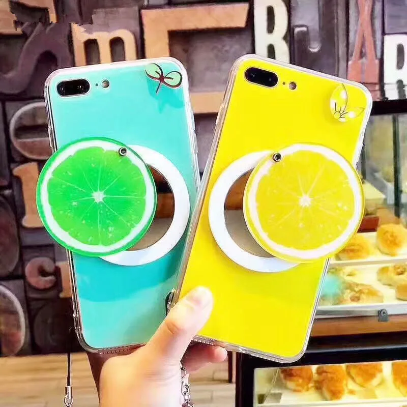 Hehan для iphone7plus DIY Фрукты Зеркало Обложка iPhone6 Акриловые Лимона клубника мультфильм