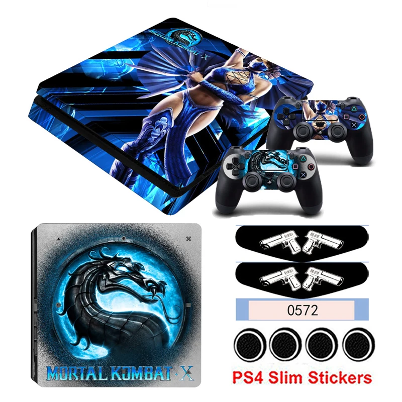 Наклейка для Playstation 4 PS4 Slim стикеры консоли и контроллера Mortal Kombat X защитные